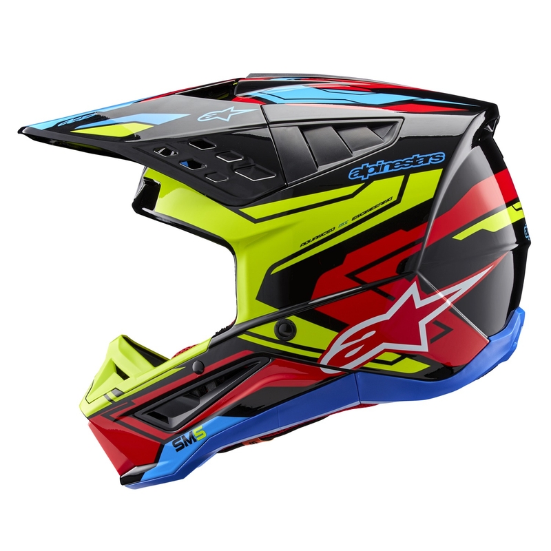 Casque motocross Alpinestars S-M5 Action 2 jaune fluo-rouge fluo