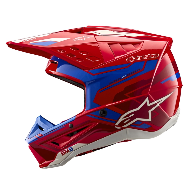 Casque motocross Alpinestars S-M5 Action 2 rouge fluo-bleu