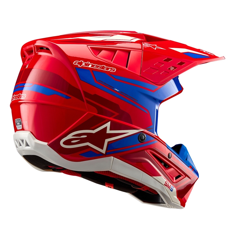 Casque motocross Alpinestars S-M5 Action 2 rouge fluo-bleu