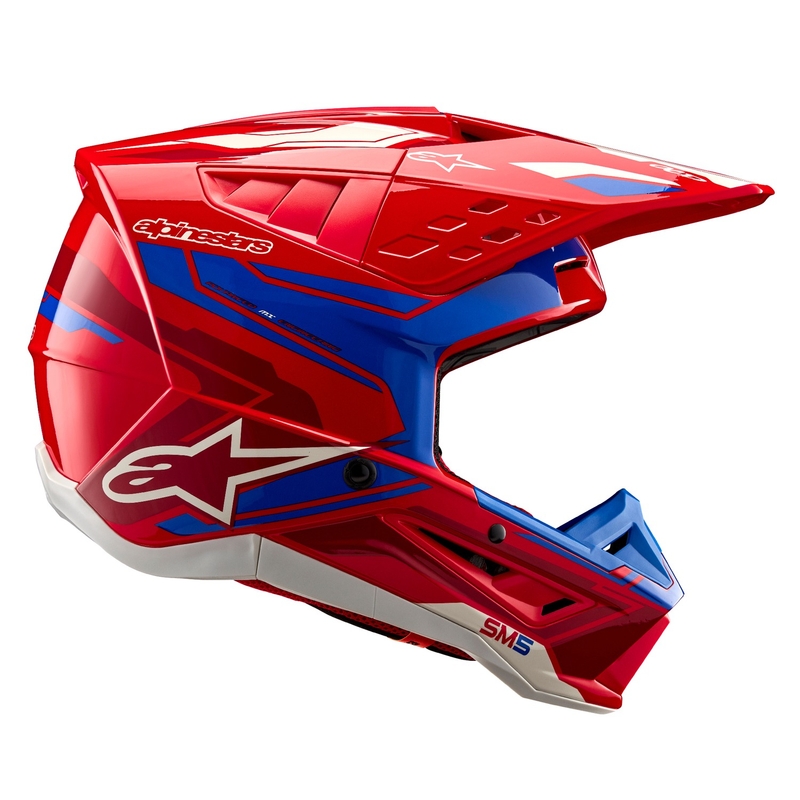 Casque motocross Alpinestars S-M5 Action 2 rouge fluo-bleu