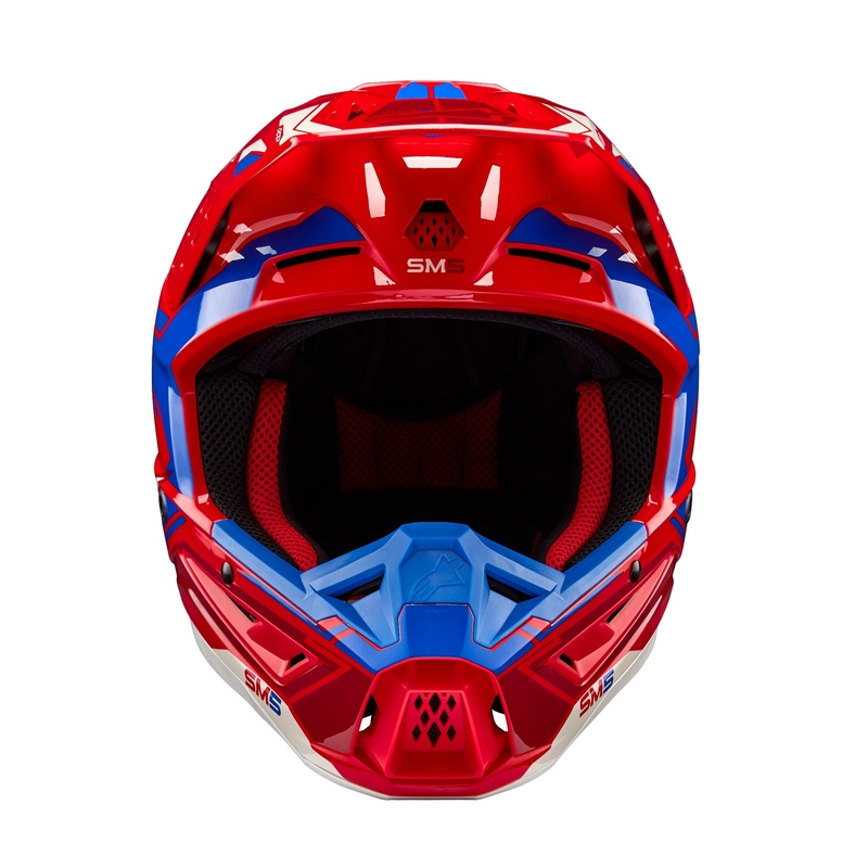 Casque motocross Alpinestars S-M5 Action 2 rouge fluo-bleu