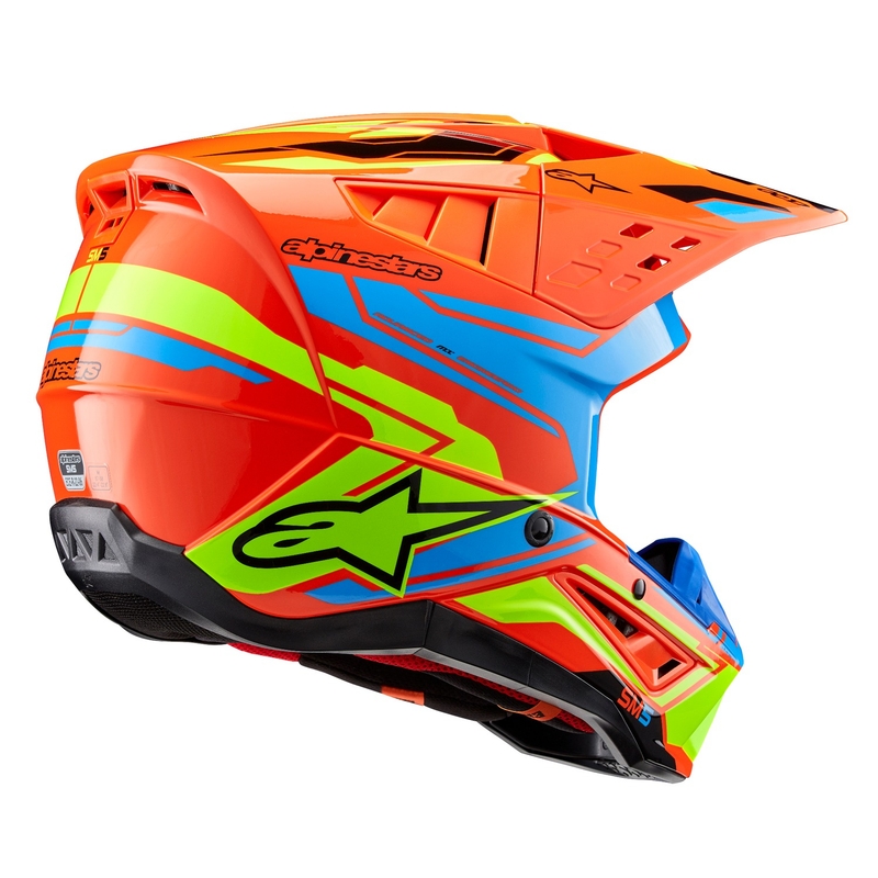 Casque motocross Alpinestars S-M5 Action 2 orange fluo-bleu clair-jaune fluo