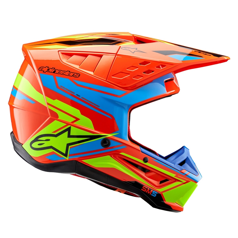 Casque motocross Alpinestars S-M5 Action 2 orange fluo-bleu clair-jaune fluo