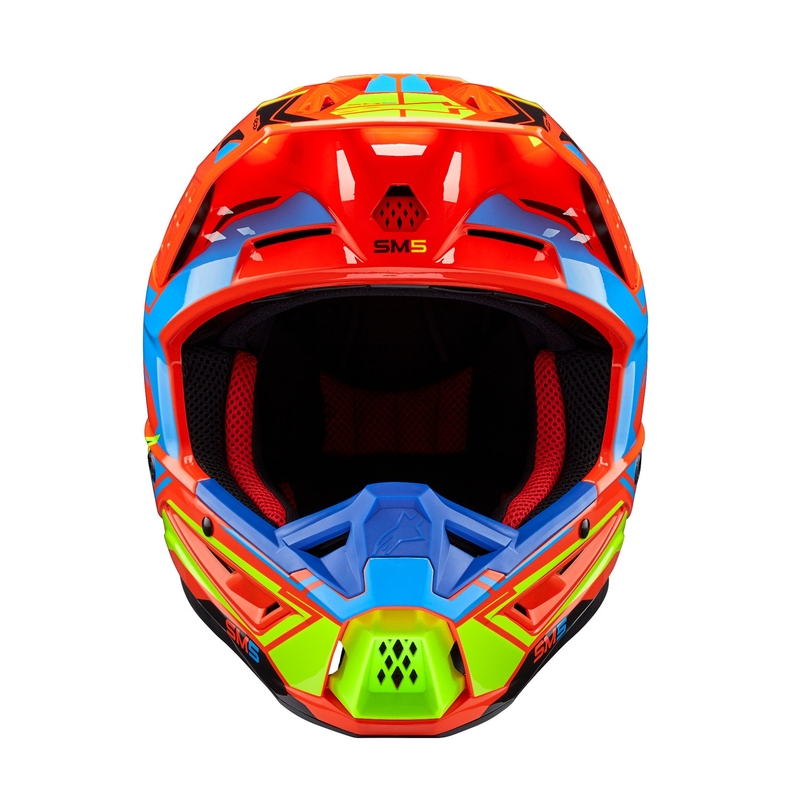 Casque motocross Alpinestars S-M5 Action 2 orange fluo-bleu clair-jaune fluo