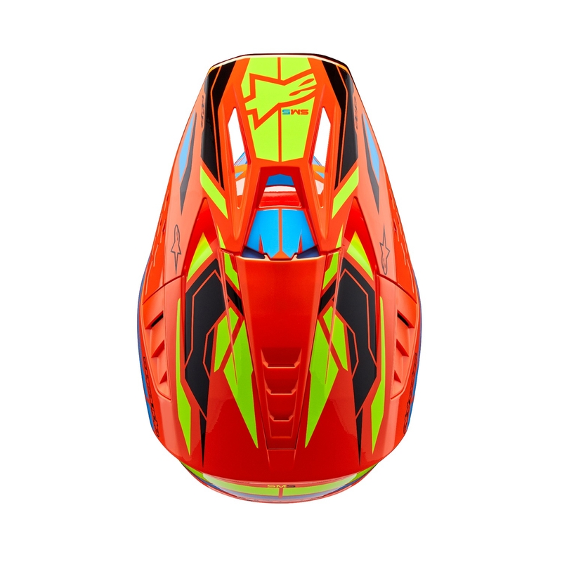 Casque motocross Alpinestars S-M5 Action 2 orange fluo-bleu clair-jaune fluo