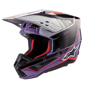 Casque de motocross Alpinestars S-M5 Sail violet-noir-argenté
