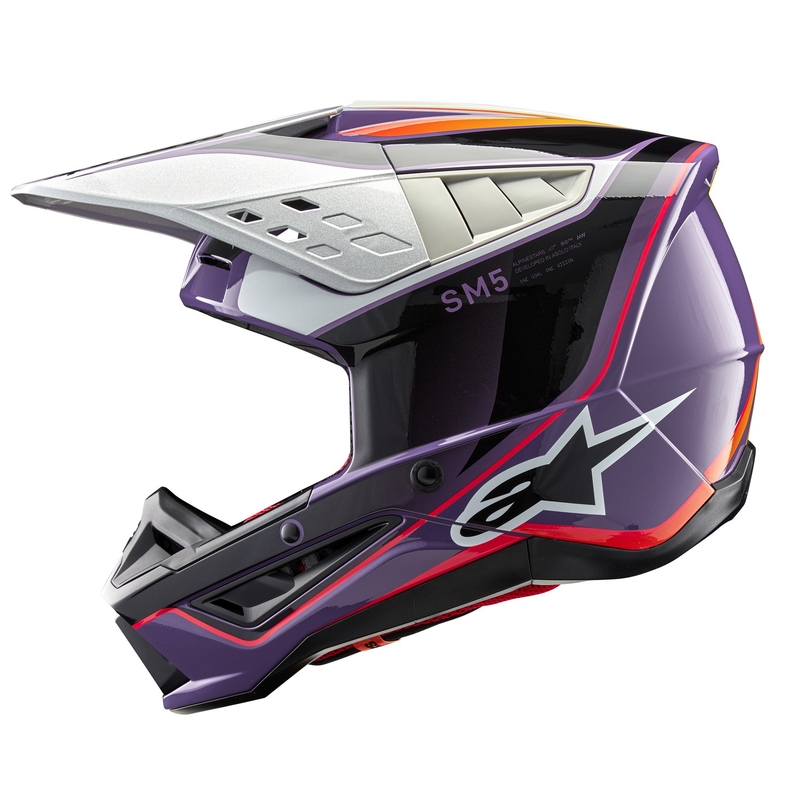 Casque de motocross Alpinestars S-M5 Sail violet-noir-argenté