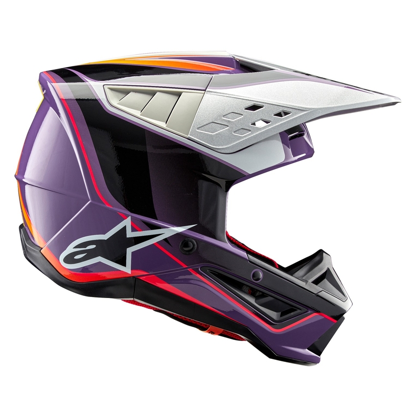Casque de motocross Alpinestars S-M5 Sail violet-noir-argenté