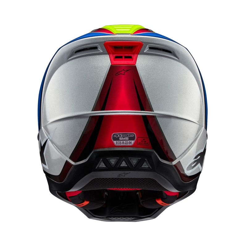 Casque de motocross Alpinestars S-M5 Sail jaune fluo-bleu-argenté
