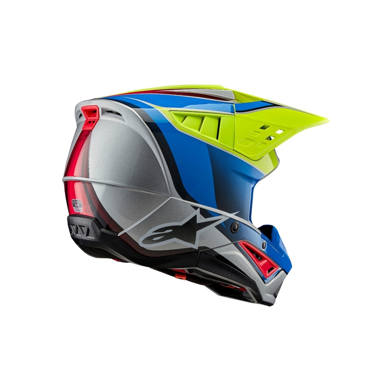 Casque de motocross Alpinestars S-M5 Sail jaune fluo-bleu-argenté