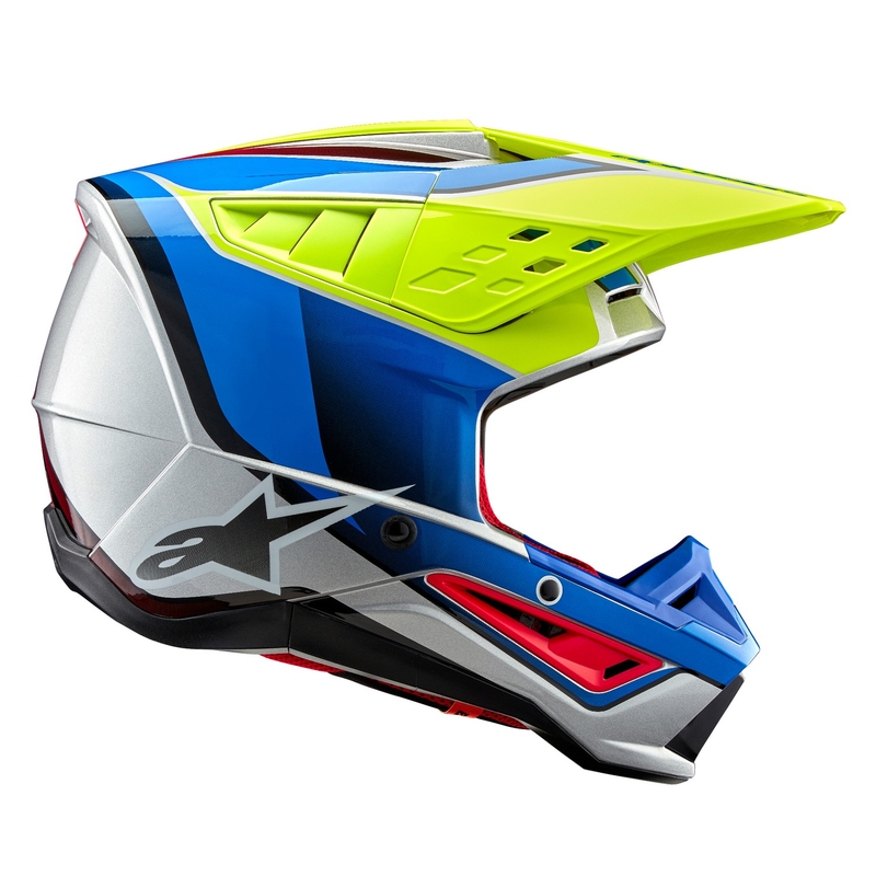 Casque de motocross Alpinestars S-M5 Sail jaune fluo-bleu-argenté