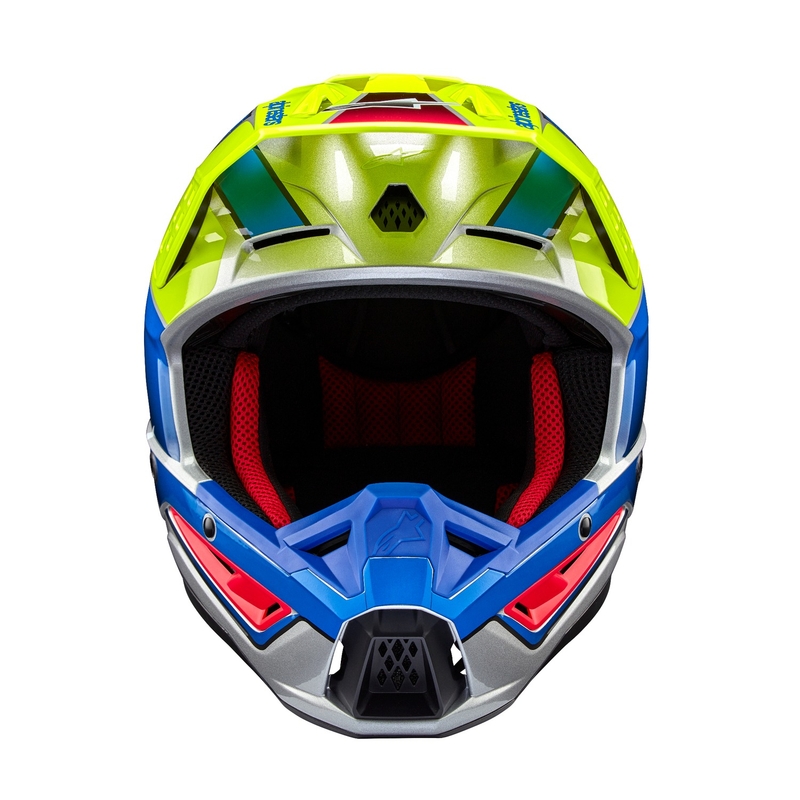 Casque de motocross Alpinestars S-M5 Sail jaune fluo-bleu-argenté