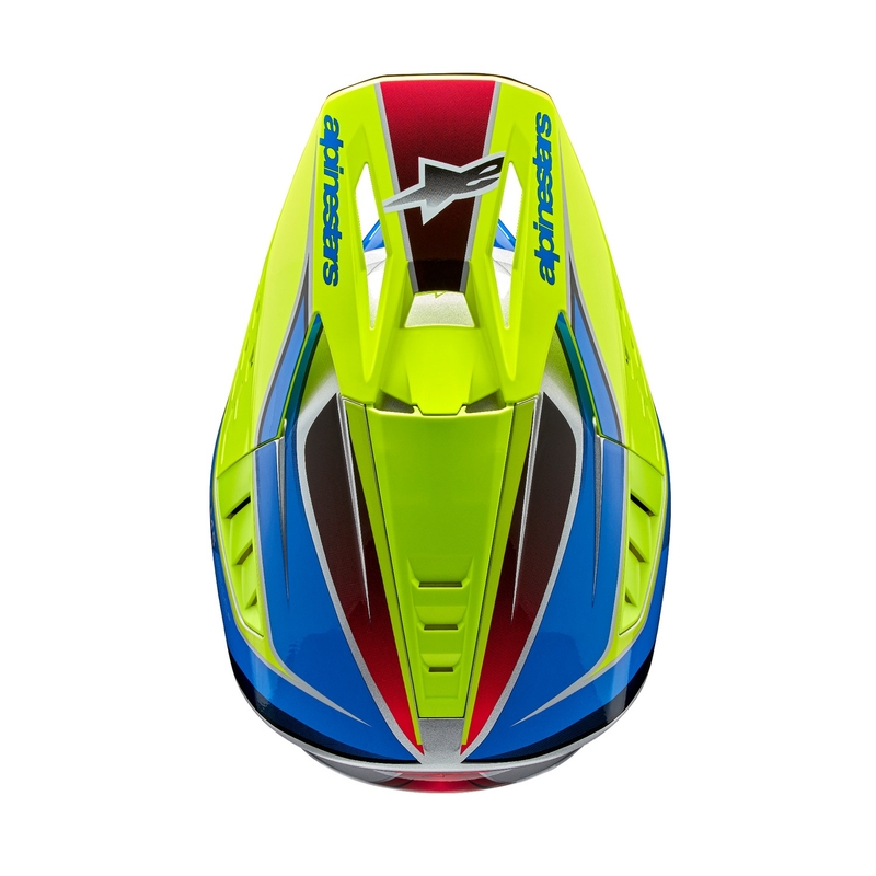 Casque de motocross Alpinestars S-M5 Sail jaune fluo-bleu-argenté