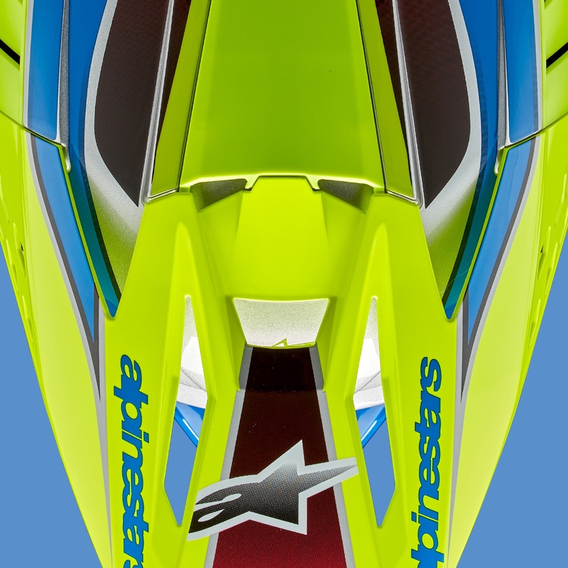 Casque de motocross Alpinestars S-M5 Sail jaune fluo-bleu-argenté