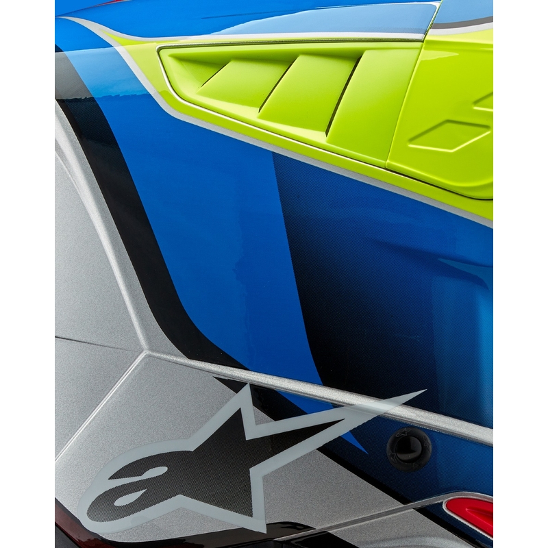 Casque de motocross Alpinestars S-M5 Sail jaune fluo-bleu-argenté