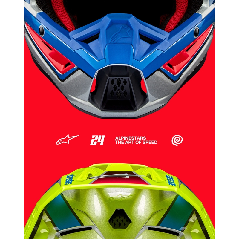 Casque de motocross Alpinestars S-M5 Sail jaune fluo-bleu-argenté