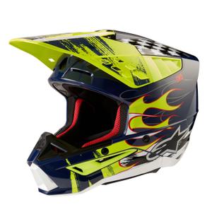 Casque motocross Alpinestars S-M5 Rash bleu-jaune fluo
