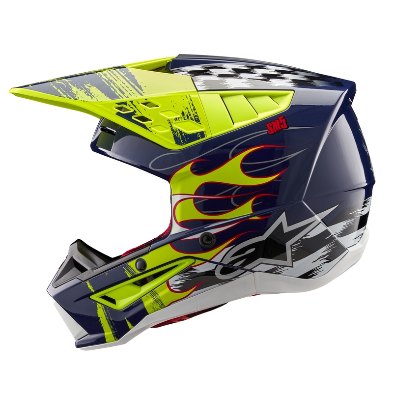 Casque motocross Alpinestars S-M5 Rash bleu-jaune fluo