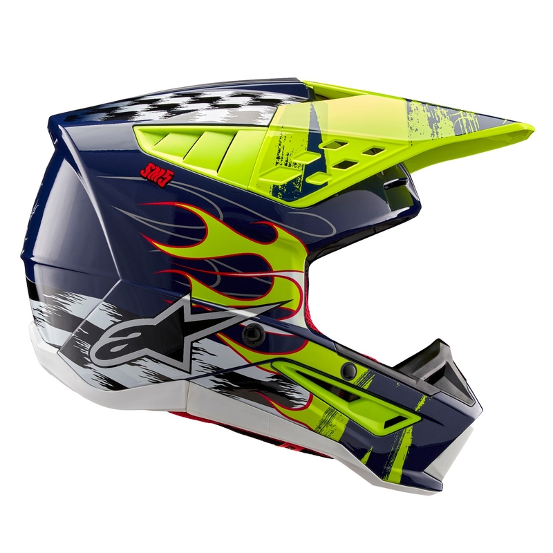Casque motocross Alpinestars S-M5 Rash bleu-jaune fluo