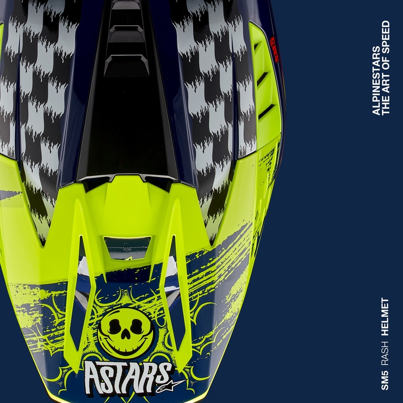 Casque motocross Alpinestars S-M5 Rash bleu-jaune fluo