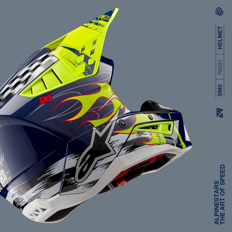 Casque motocross Alpinestars S-M5 Rash bleu-jaune fluo
