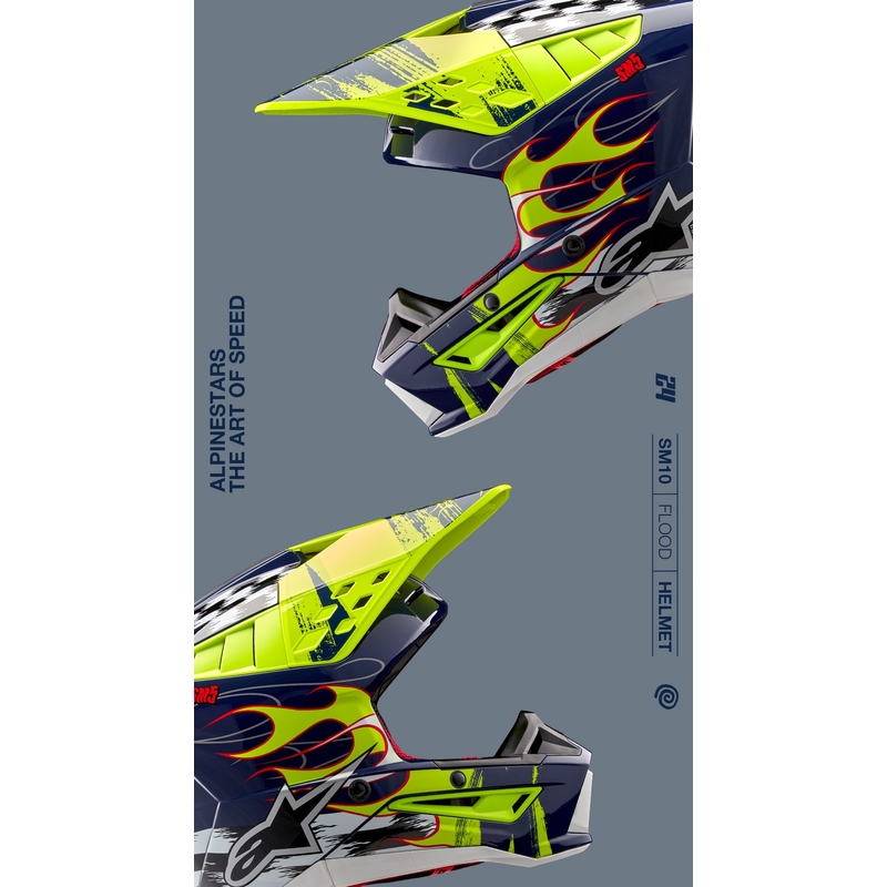 Casque motocross Alpinestars S-M5 Rash bleu-jaune fluo