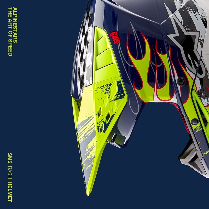 Casque motocross Alpinestars S-M5 Rash bleu-jaune fluo
