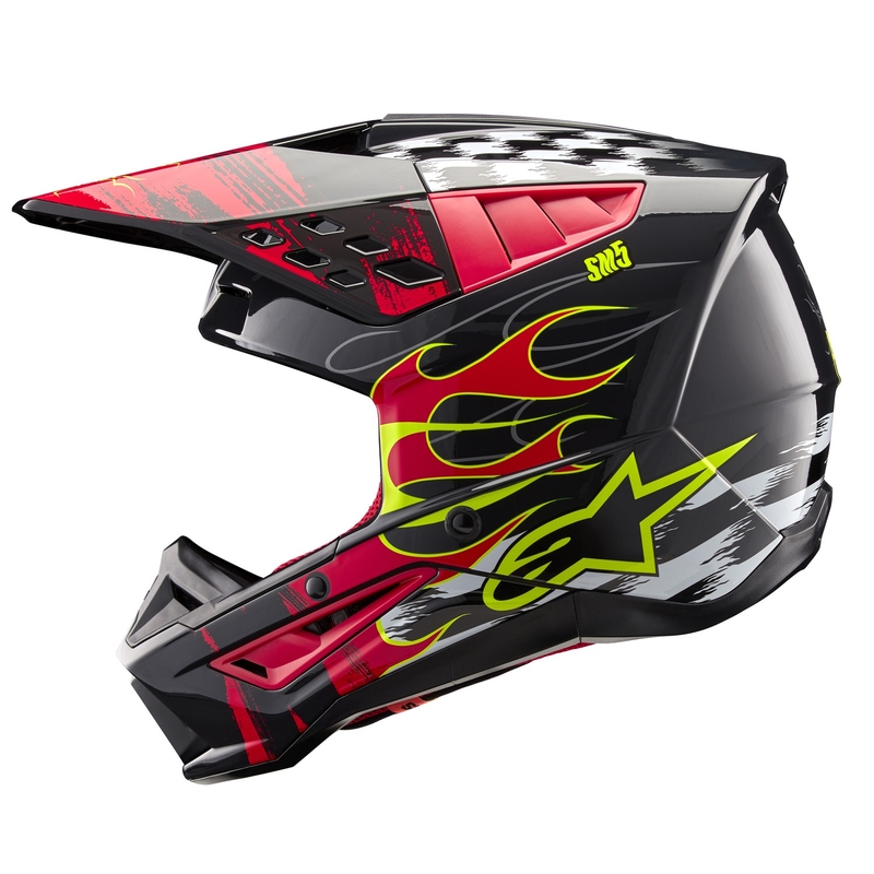 Casque motocross Alpinestars S-M5 Rash gris-rouge fluo