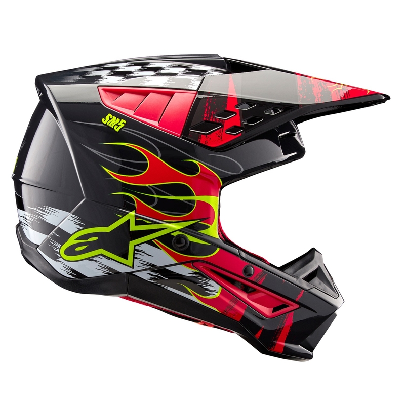 Casque motocross Alpinestars S-M5 Rash gris-rouge fluo