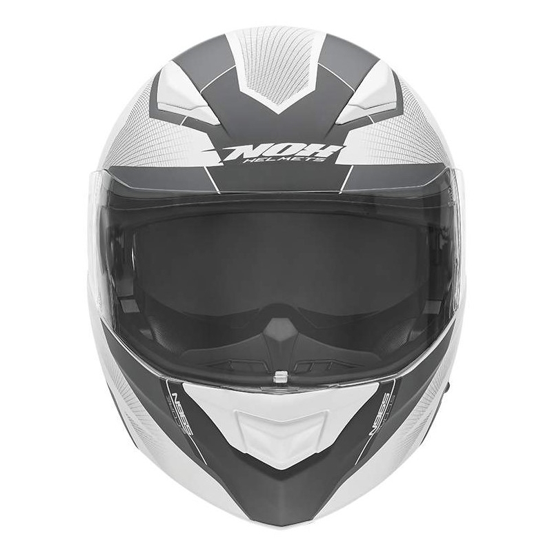 Vyklápěcí přilba na motorku NOX N965 Score bílo-šedo-černá výprodej