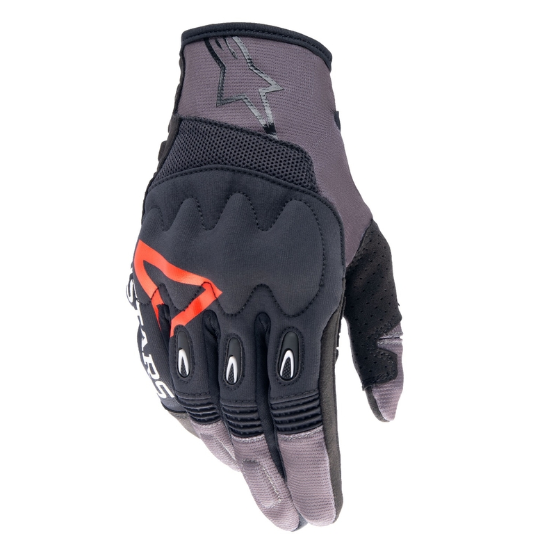 Gants de motocross Alpinestars Techdura noir-marron-rouge fluo