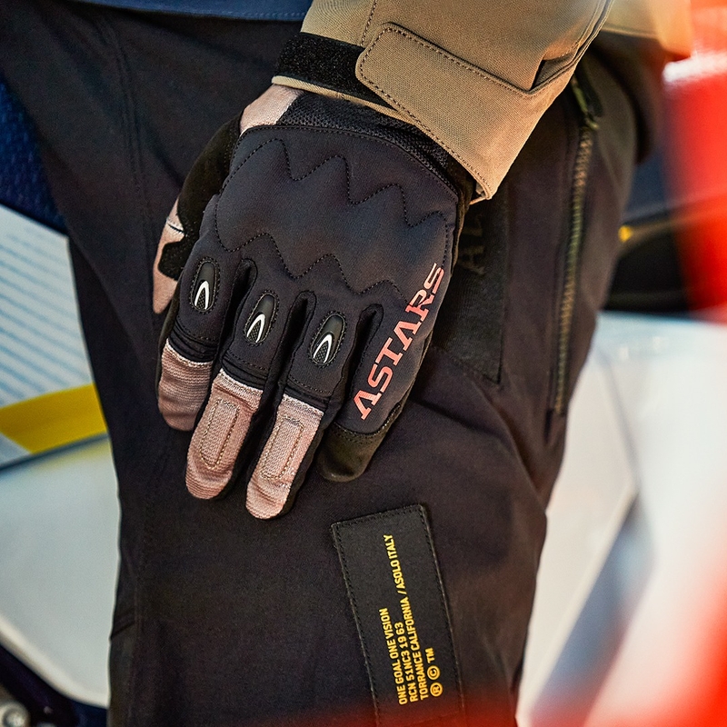 Gants de motocross Alpinestars Techdura noir-marron-rouge fluo