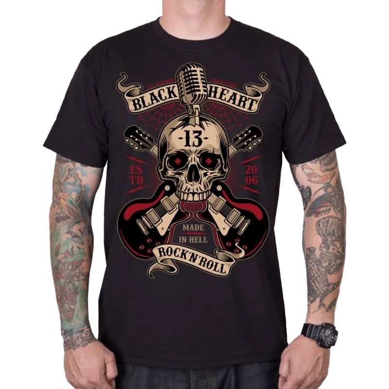 T-shirt Black Heart Rock N Roll noir