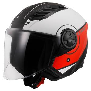 Casque moto ouvert LS2 OF616 Airflow II Cover blanc mat et rouge