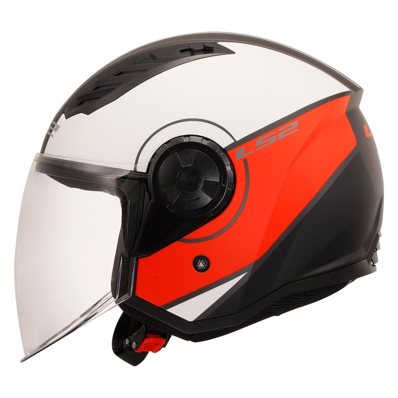 Casque moto ouvert LS2 OF616 Airflow II Cover blanc mat et rouge
