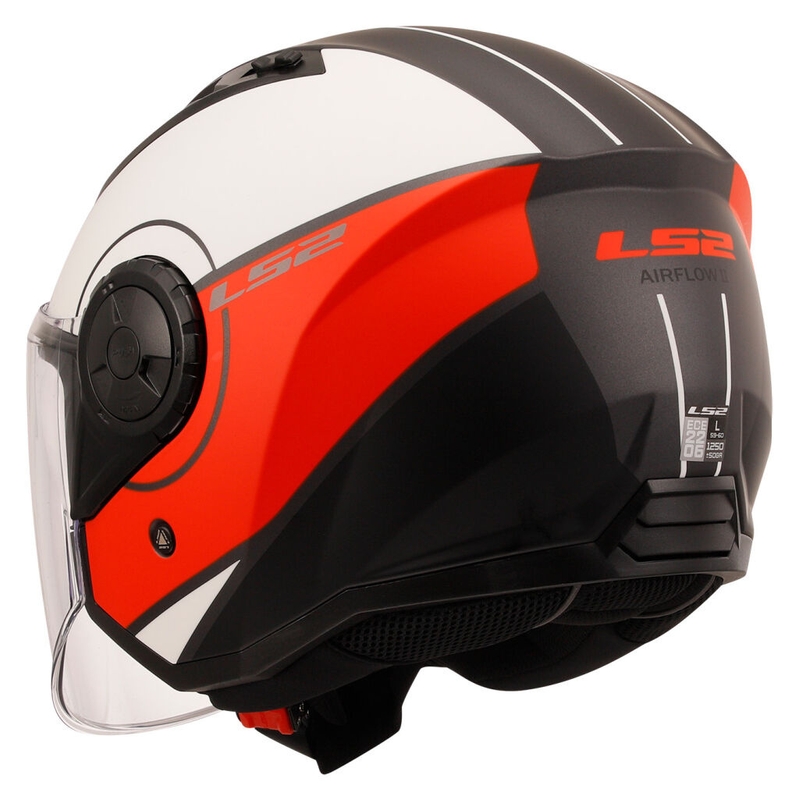 Casque moto ouvert LS2 OF616 Airflow II Cover blanc mat et rouge