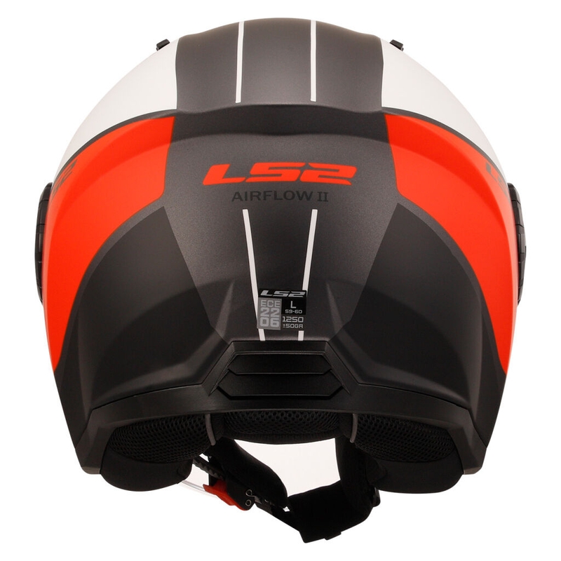 Casque moto ouvert LS2 OF616 Airflow II Cover blanc mat et rouge