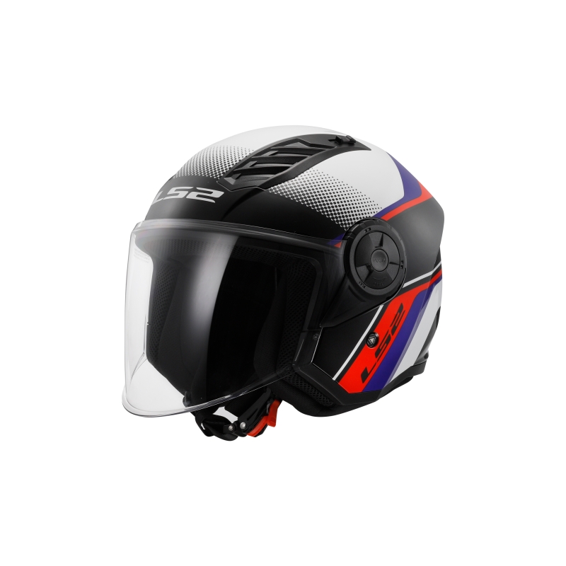 Casque moto ouvert LS2 OF616 Airflow II Rush blanc-bleu-rouge