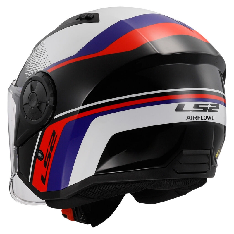 Casque moto ouvert LS2 OF616 Airflow II Rush blanc-bleu-rouge