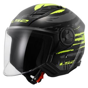 Casque moto ouvert LS2 OF616 Airflow II Brush noir-jaune fluo