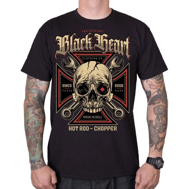 T-shirt Noir Coeur Clé à molette Tête noire