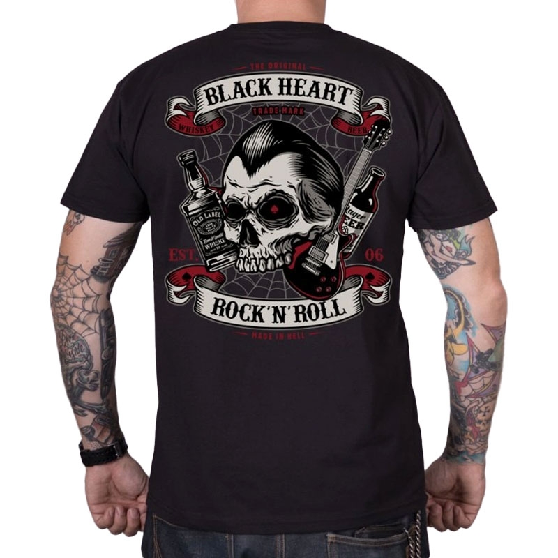 T-shirt Black Heart Beer And Whiskey noir