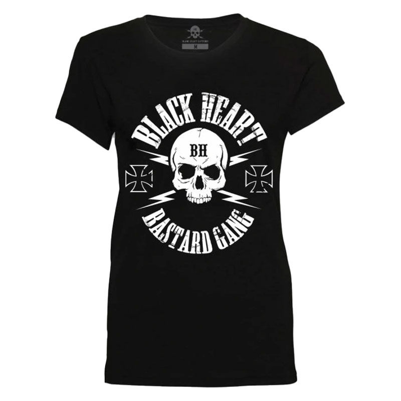 T-shirt Femme Noir Heart Bastard Skull noir