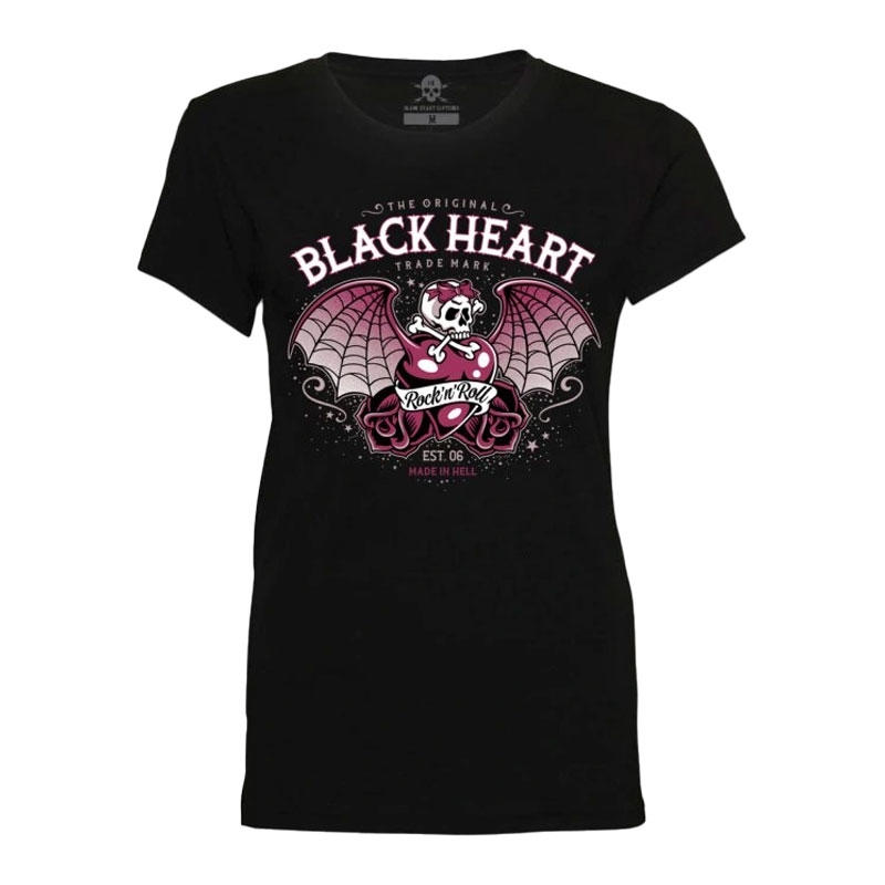 T-shirt femmes noir Heart Wings Heart noir