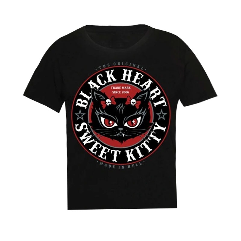T-shirt pour enfants noir Heart Heart Kitty noir