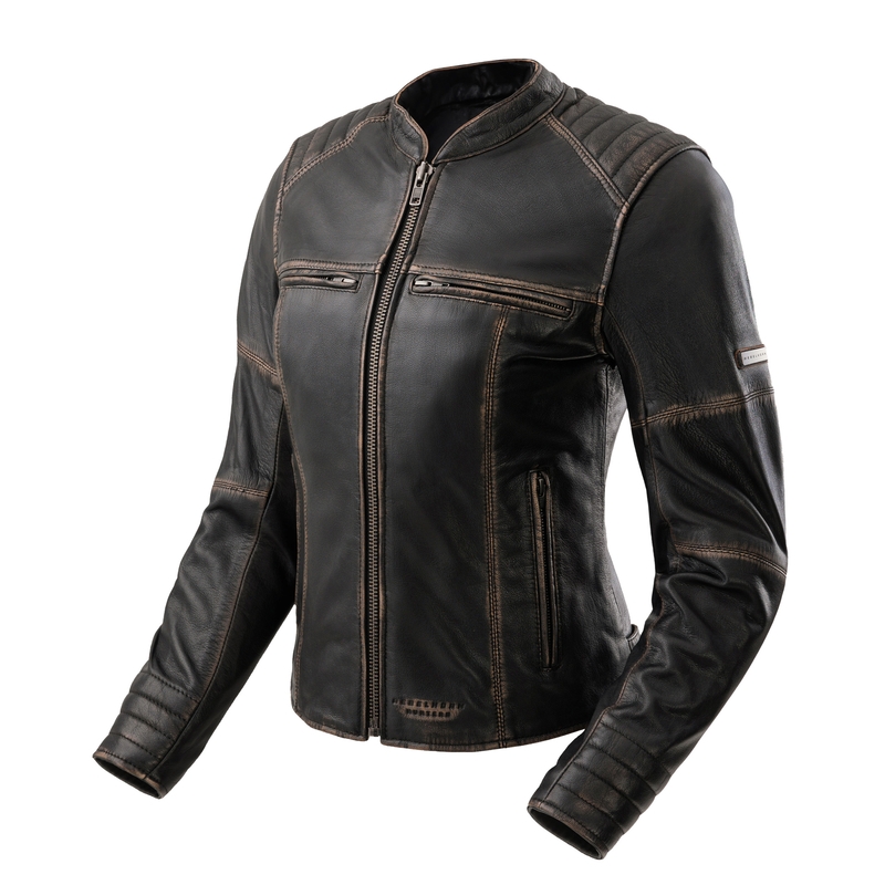 Veste de moto en cuir pour femme Rebelhorn Hunter II marron