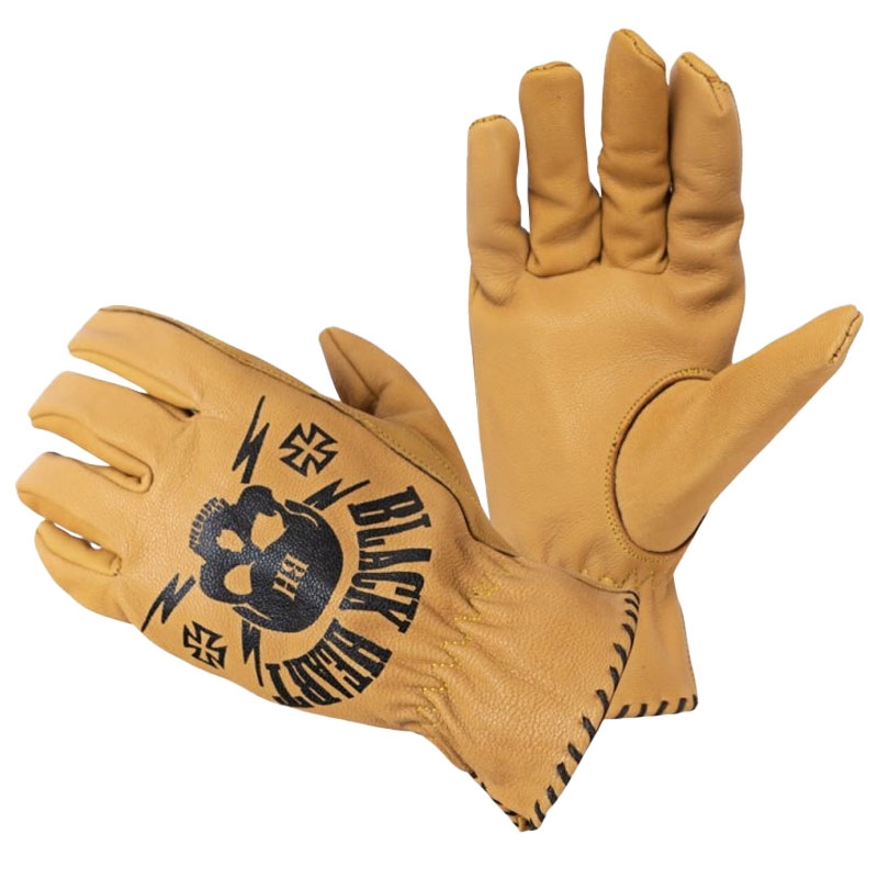 Gants Chopper Gants crâne coeur noir Gants crâne marron