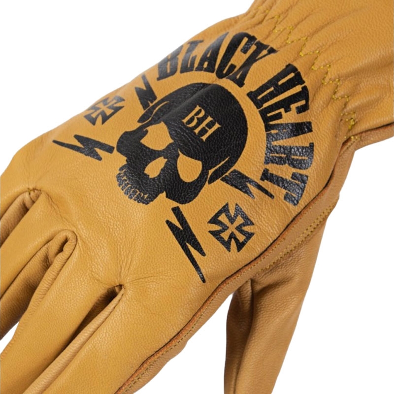 Gants Chopper Gants crâne coeur noir Gants crâne marron