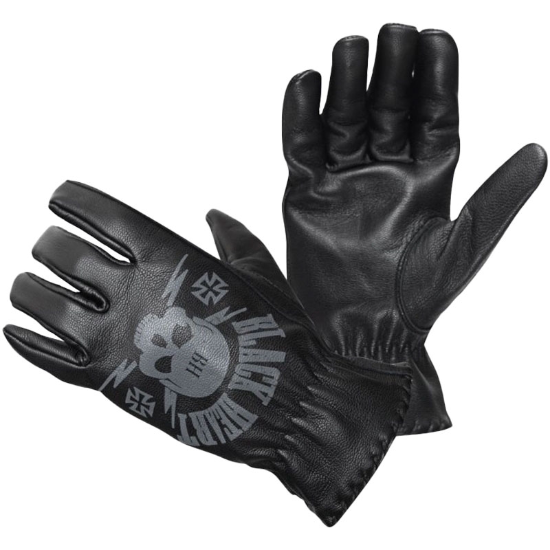 Gants de crâne à cœur noir noir