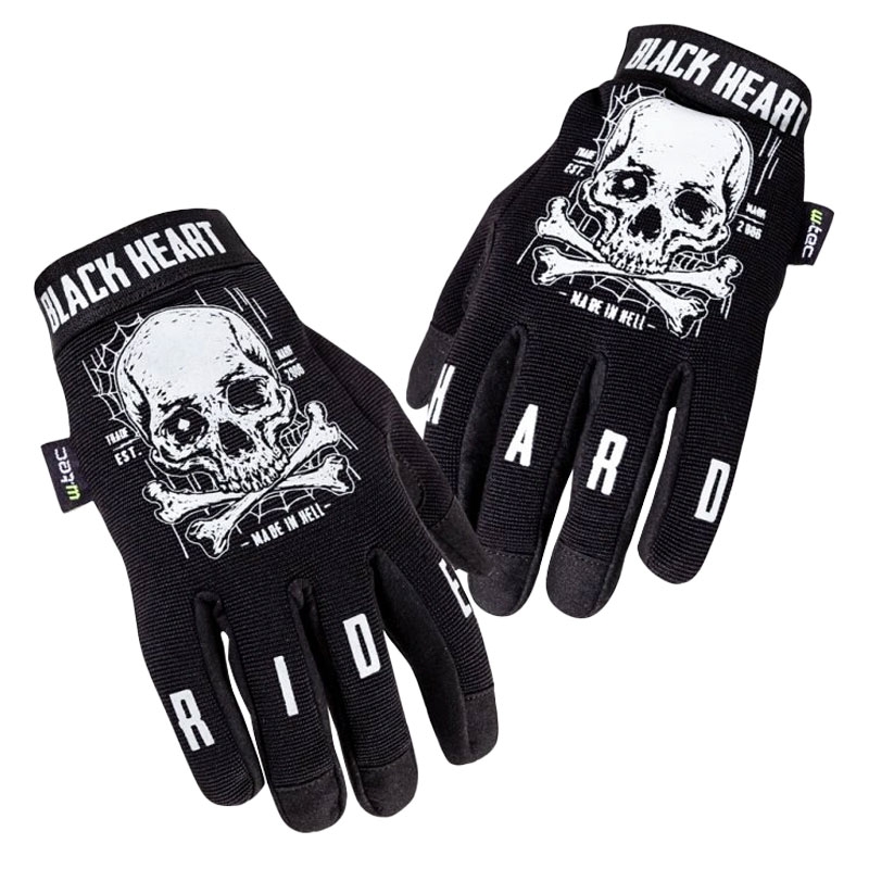 W-TEC Web Skull Black Heart Chopper Gloves Black